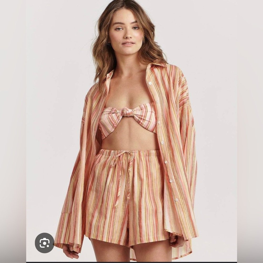 NWT CHARLIE HOLIDAY Heidi Oversized Shirt in Painterly Stripes Size 2
